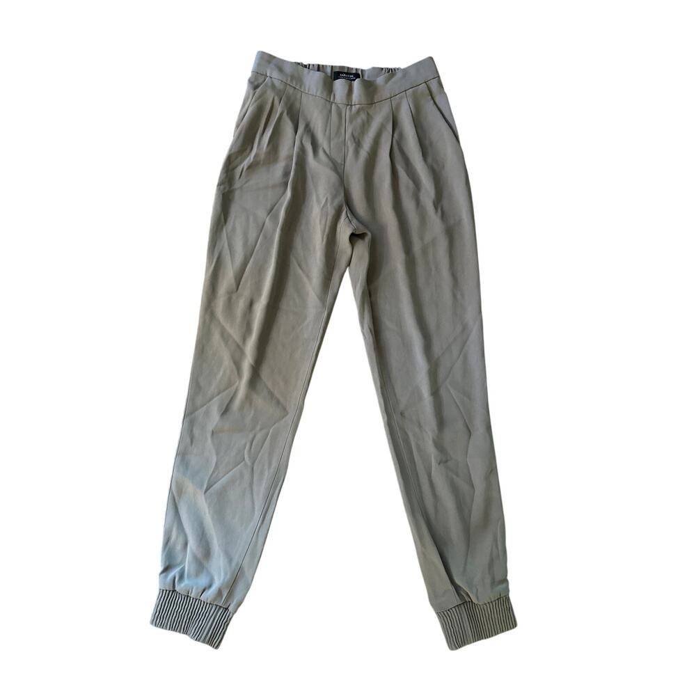 Women 2 Aritzia Babaton 53586 Harvey Pleated Jogger Pants Brown Triacetate